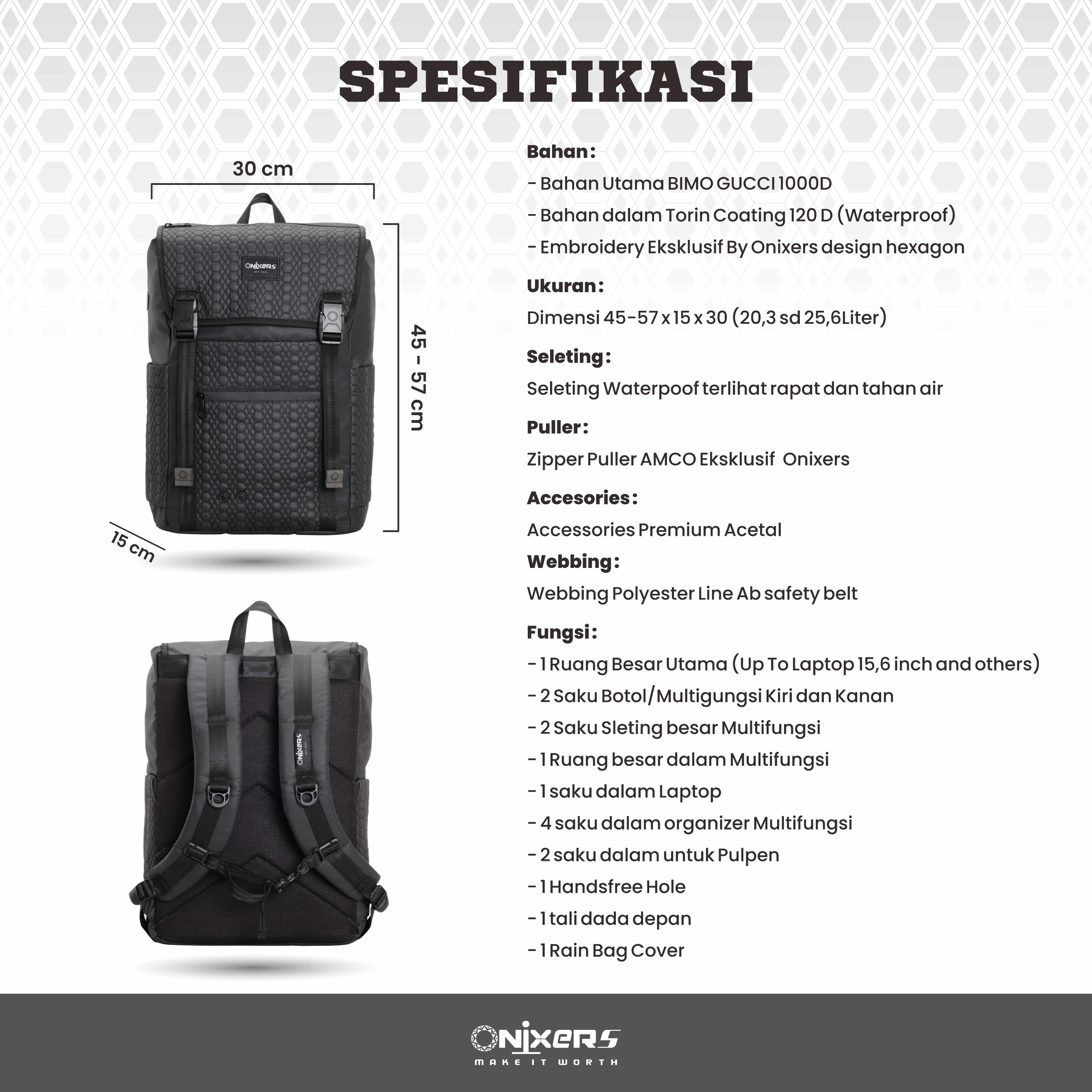 Onixers MONZA Tas Backpack Laptop Ransel Pria