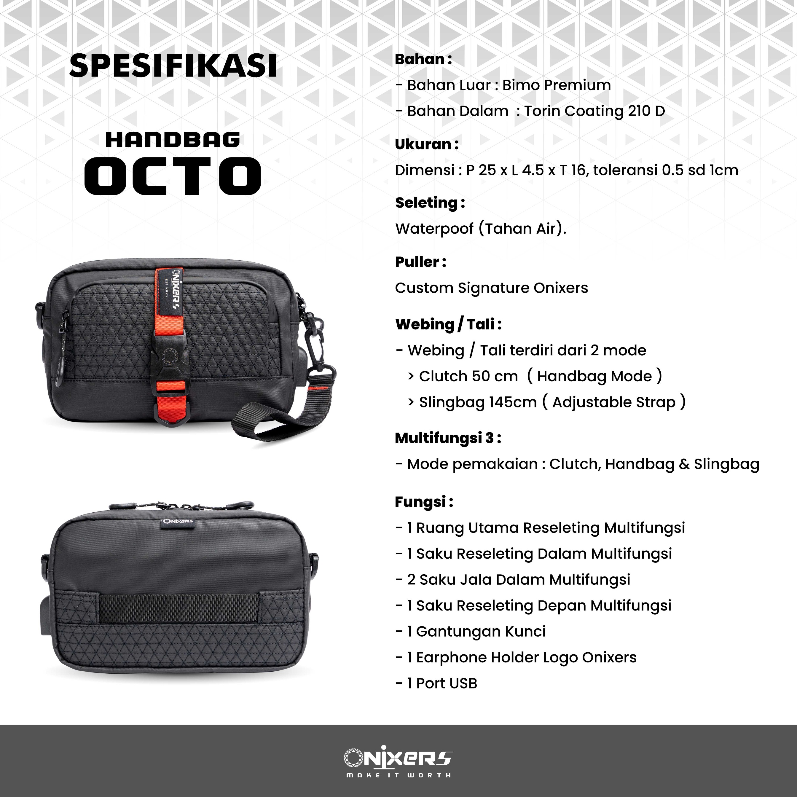 Onixers OCTO Handbag Tas Tangan Pria