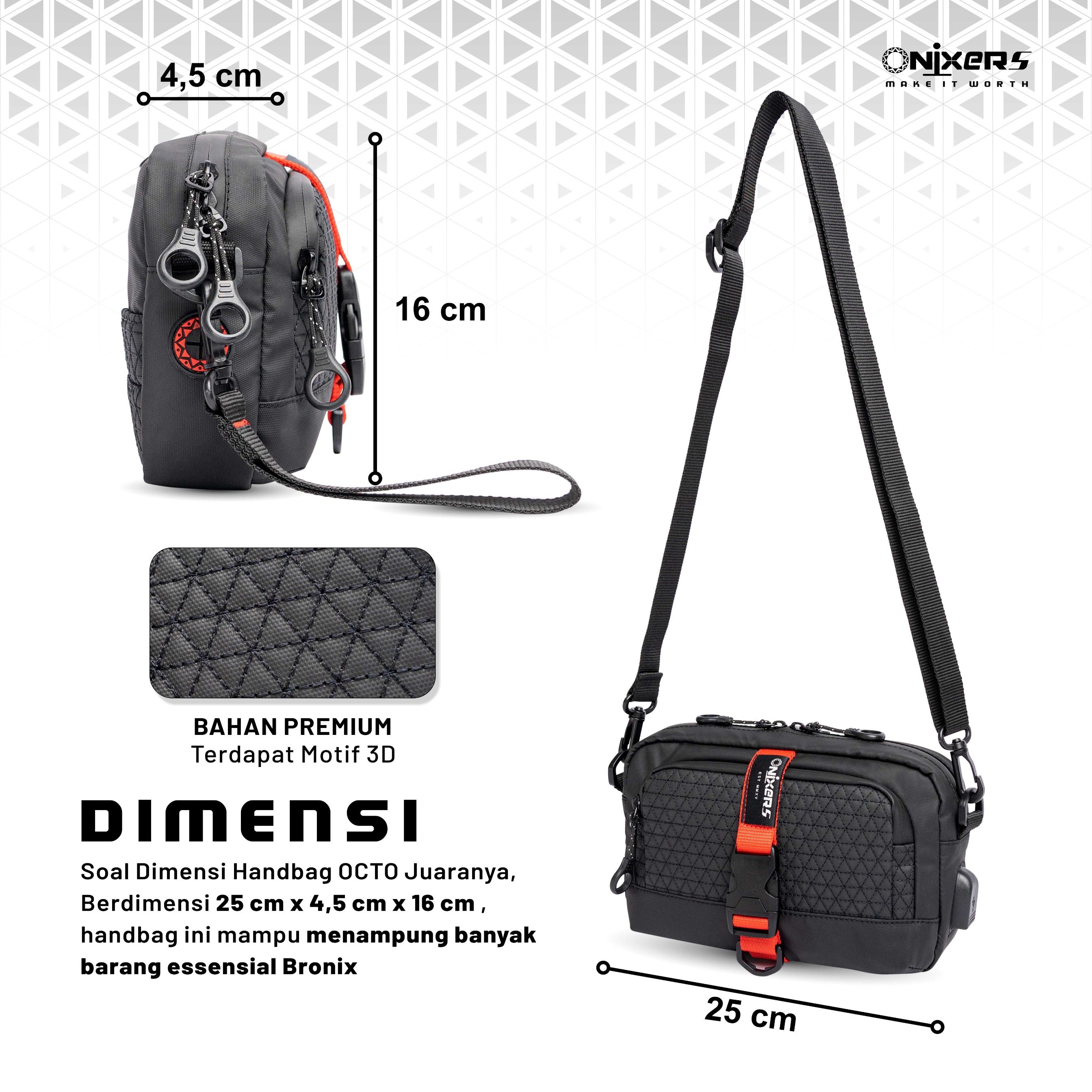 Onixers OCTO Handbag Tas Tangan Pria