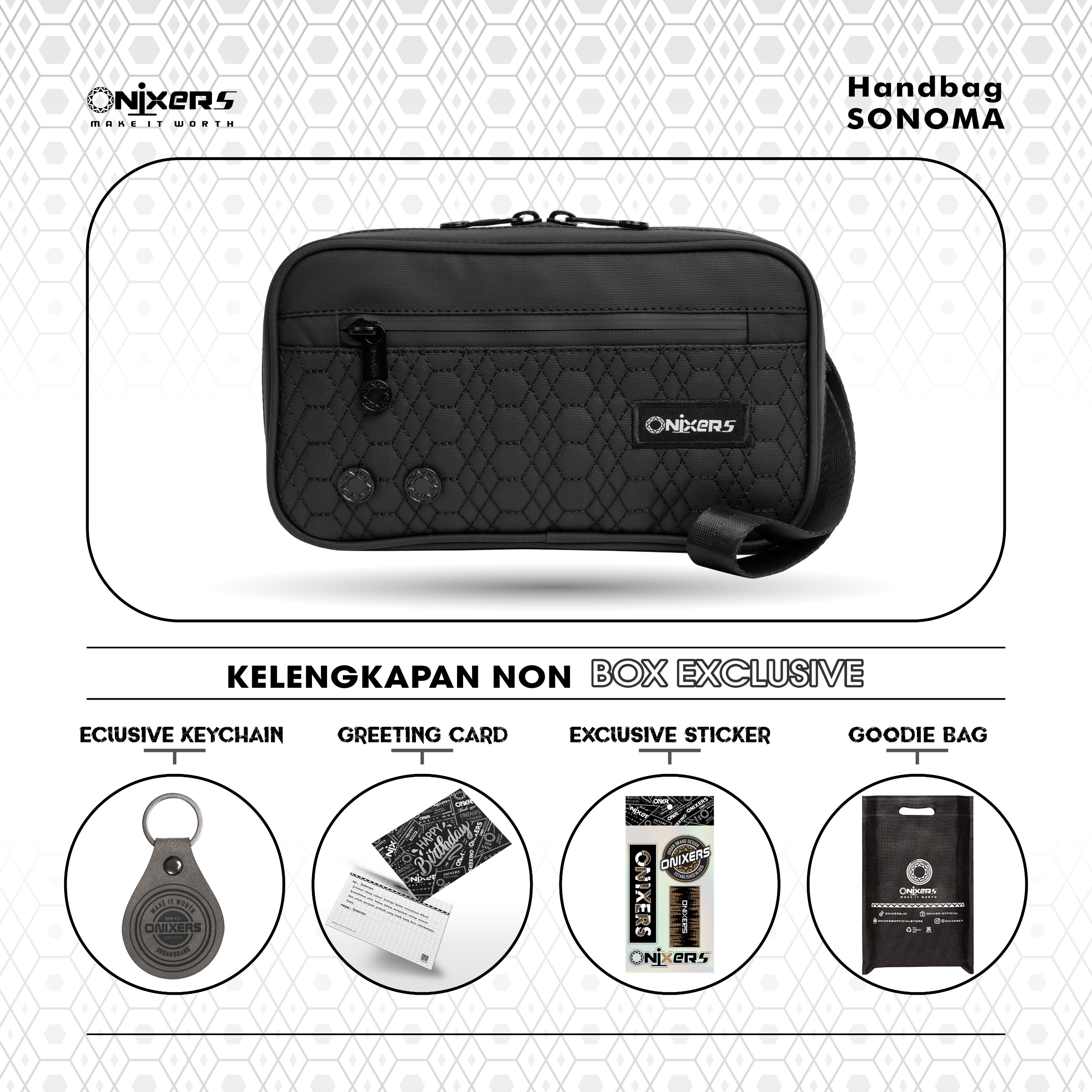 Onixers Bundling Eksklusif Handbag Sonoma + Box + Keychain + Sticker