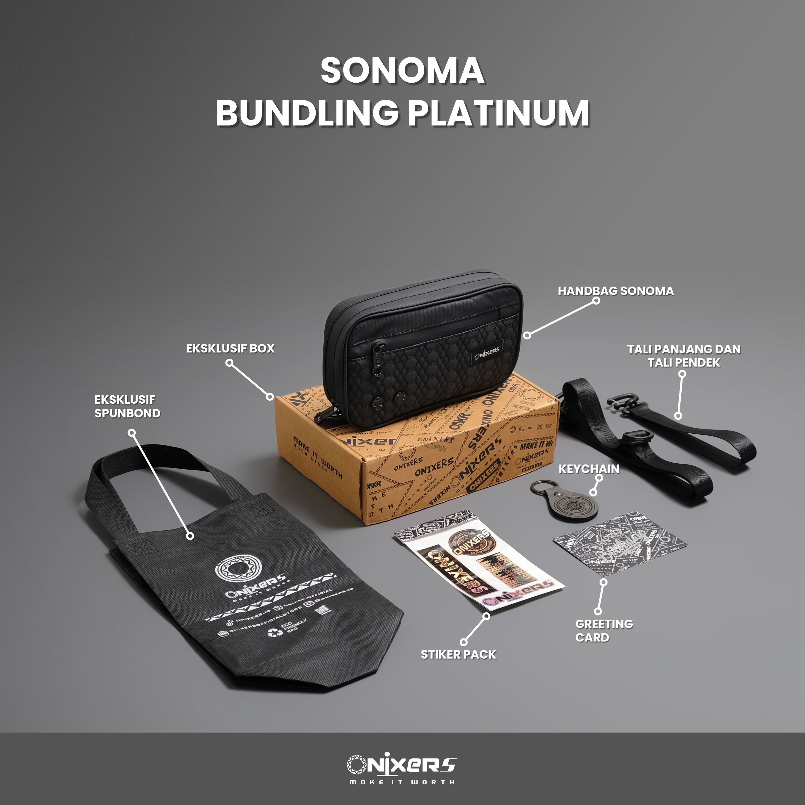 Onixers Bundling Eksklusif Handbag Sonoma + Box + Keychain + Sticker