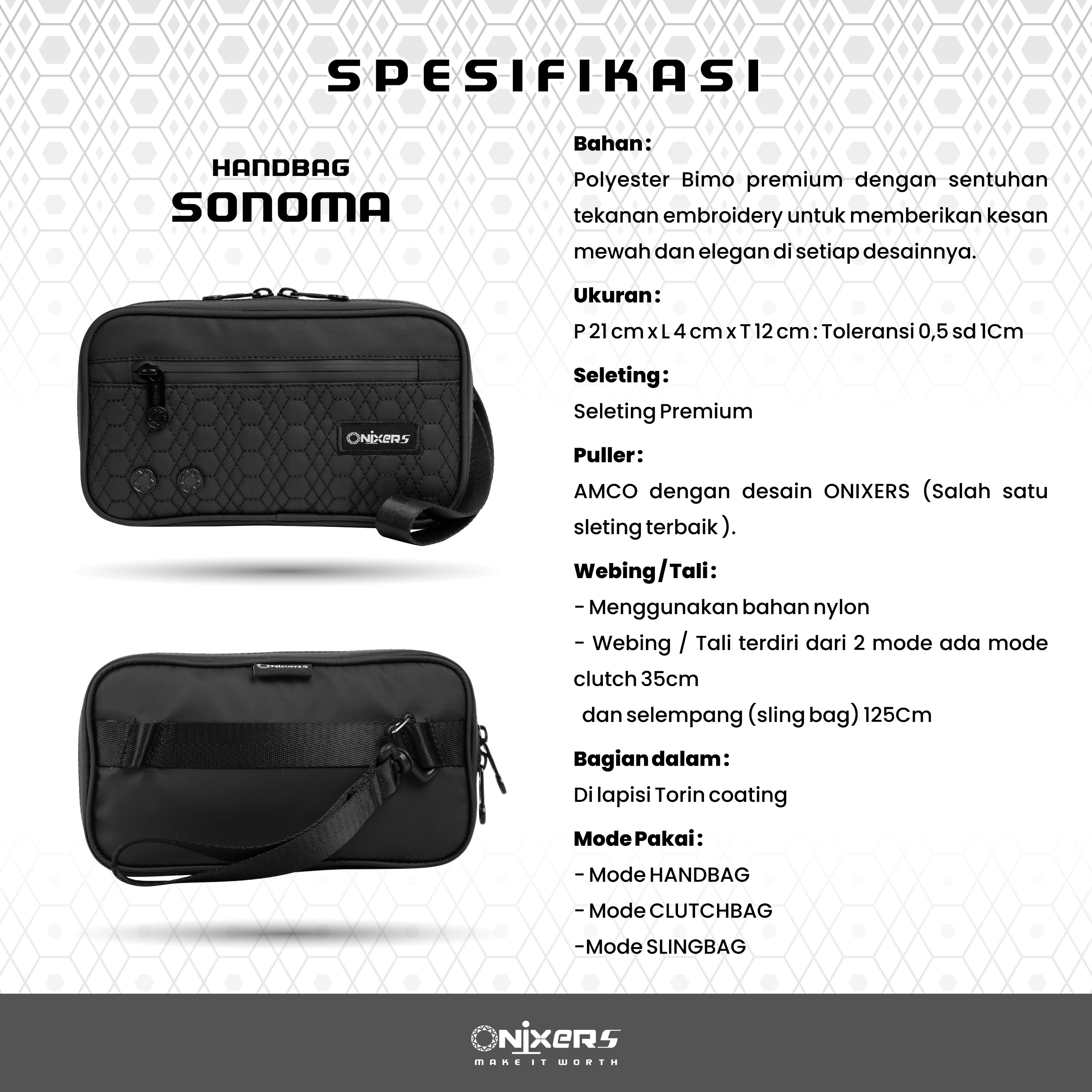 Onixers Bundling Eksklusif Handbag Sonoma + Box + Keychain + Sticker