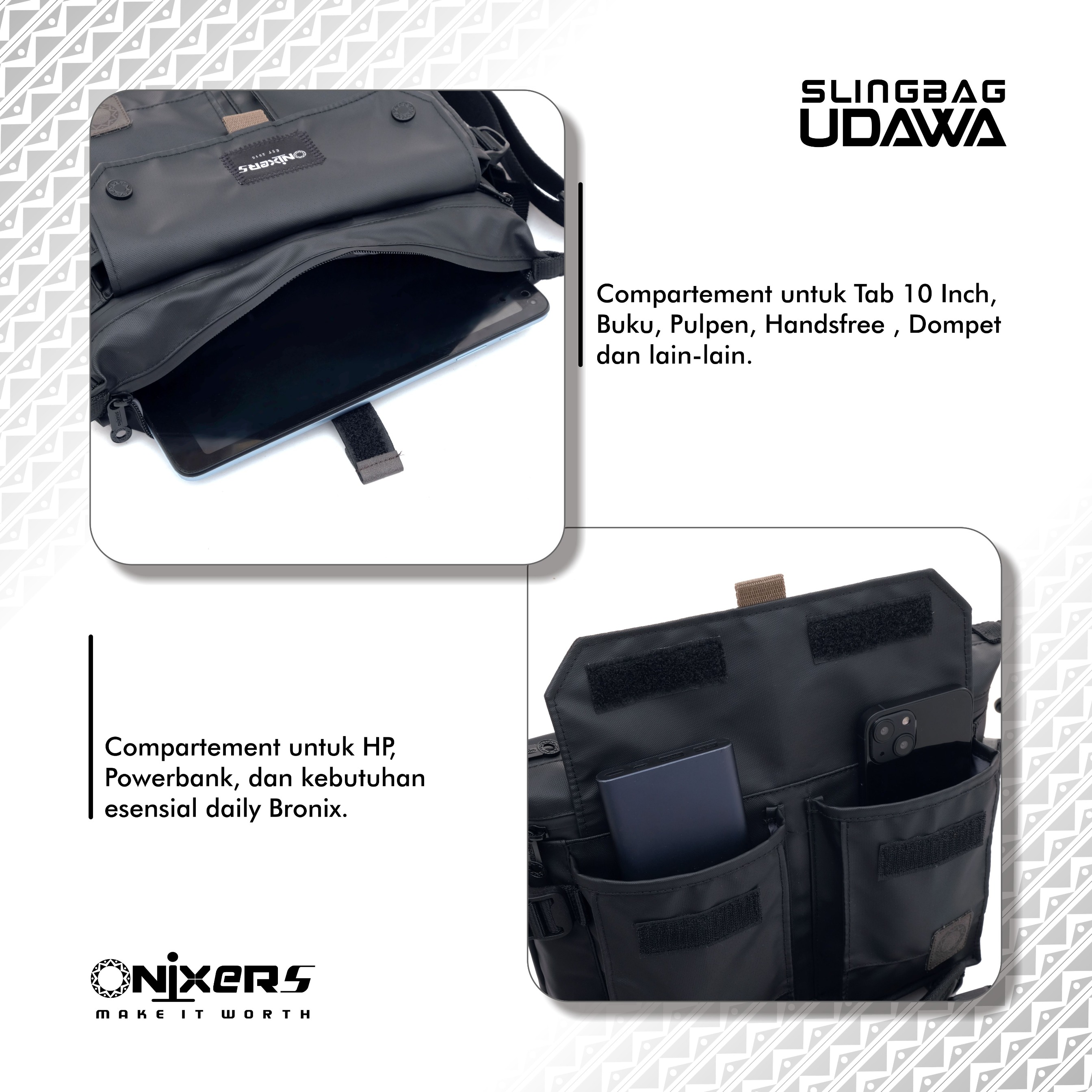 Onixers UDAWA Slingbag Tas Selempang Pria Waterproof