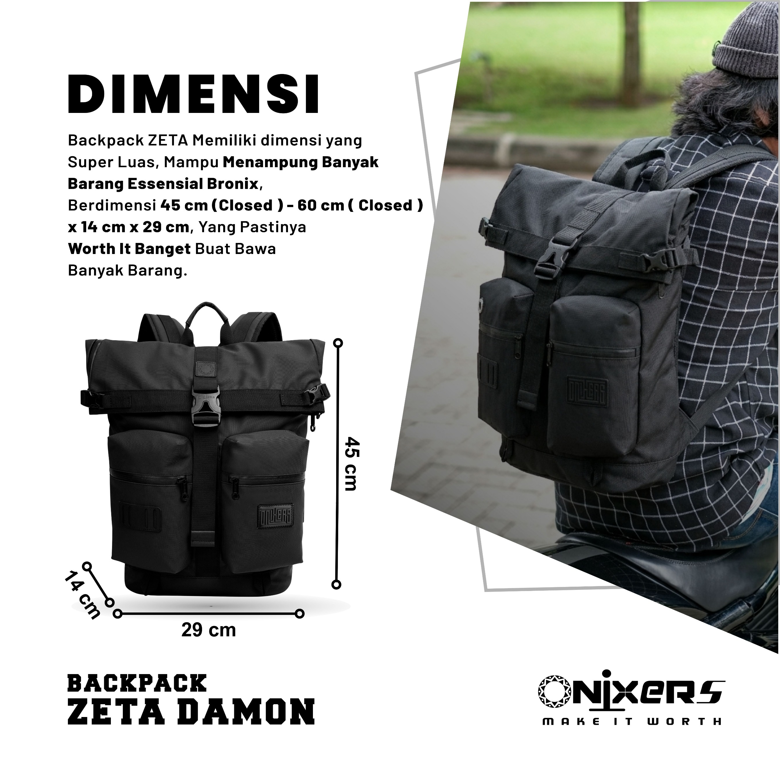 Onixers ZETA Tas Backpack Pria Waterproof