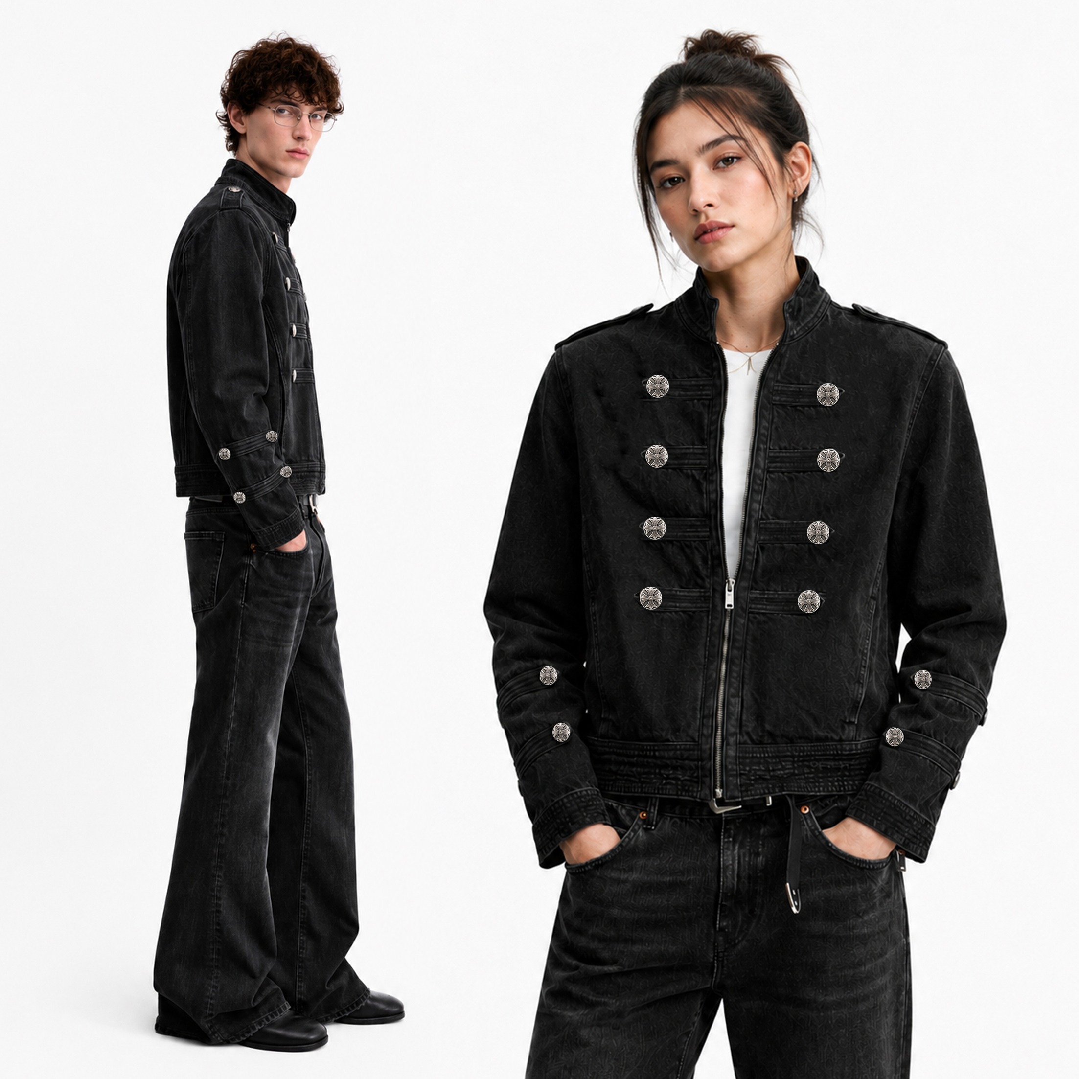 DMNC Versailles Napoleonic Military Denim Jacket Unisex