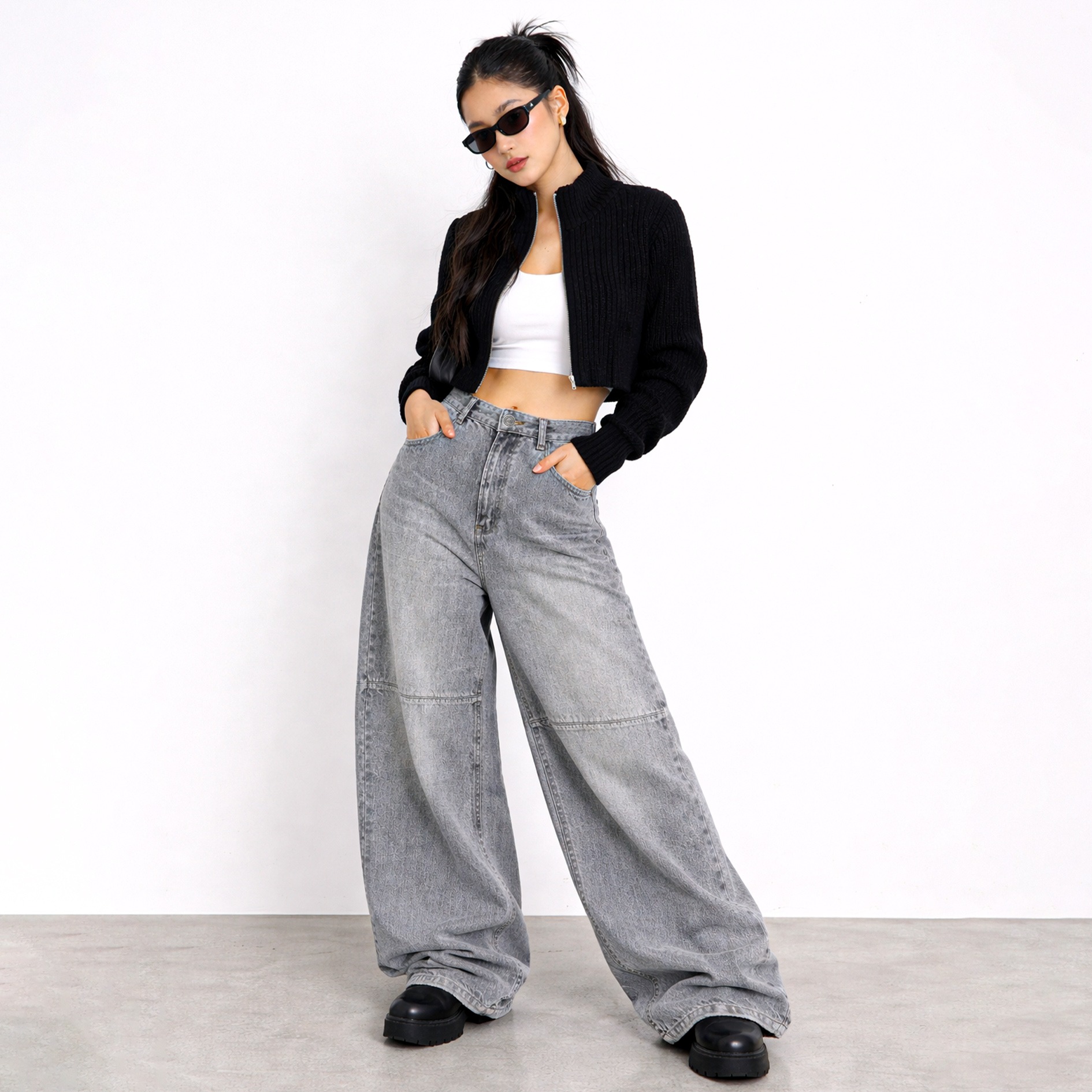 DMNC DRIFT Jeans Super Baggy Fit Unisex – Grey Washed