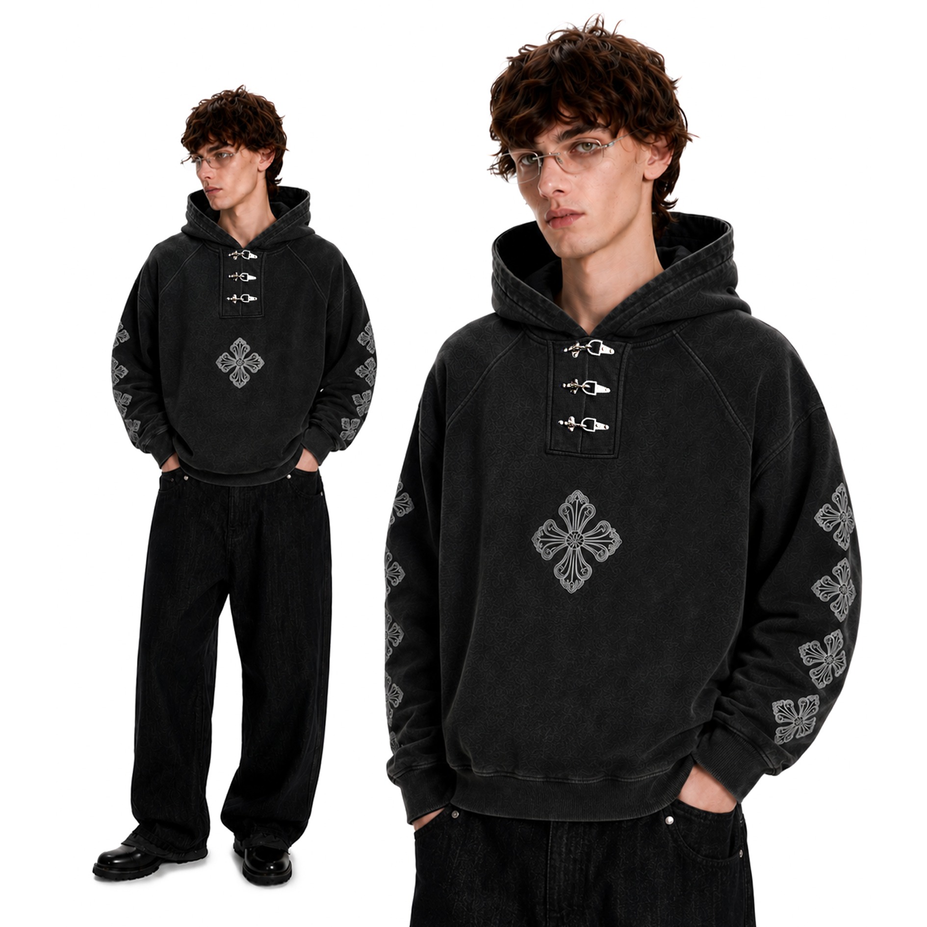 DMNC ARCHIVE Hoodie Fireman Clasp Heavyweight Titan Cotton Oversize 355 GSM