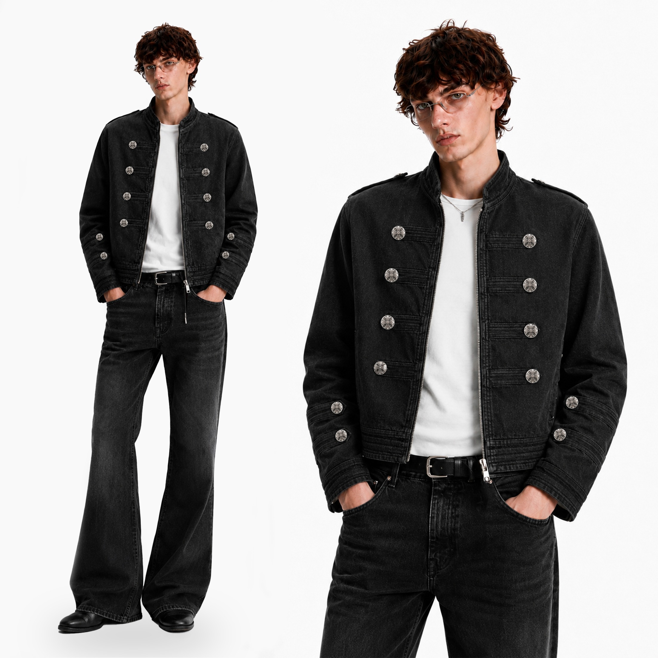 DMNC Versailles Napoleonic Military Denim Jacket Unisex