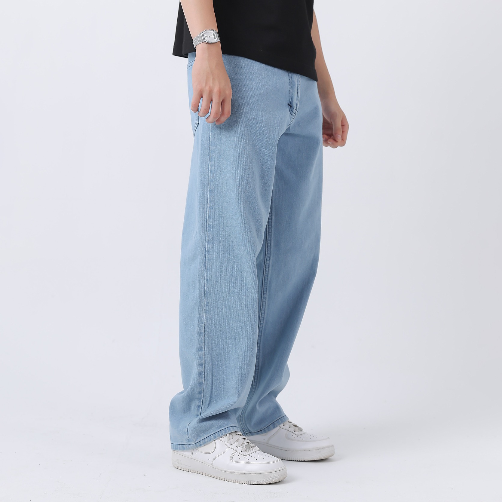 DMNC Celana Jeans Pria Lurus Potongan Lebar - Baggy Jeans Denim Forge