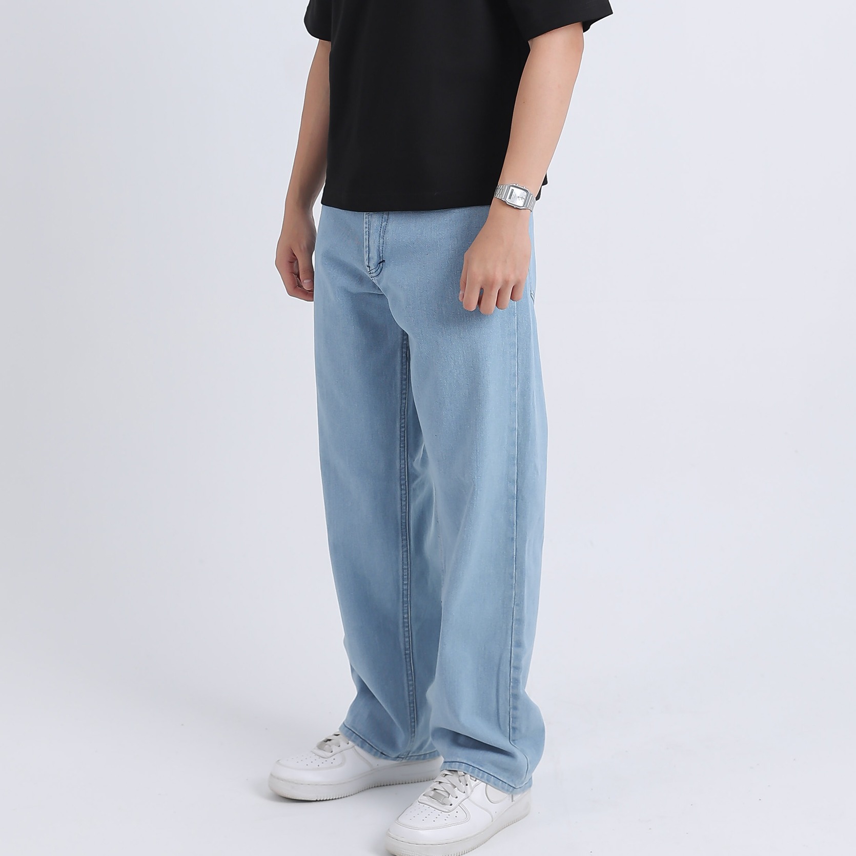 DMNC Celana Jeans Pria Lurus Potongan Lebar - Baggy Jeans Denim Forge