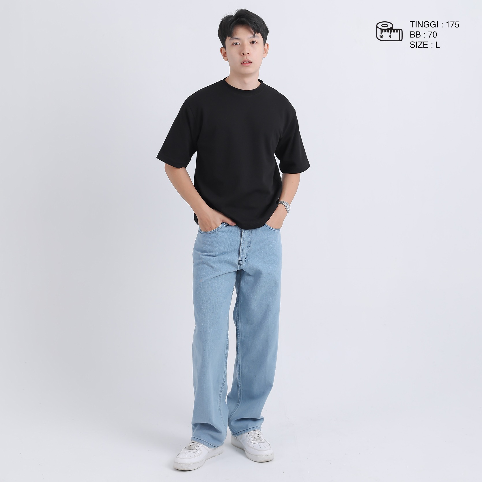 DMNC Celana Jeans Pria Lurus Potongan Lebar - Baggy Jeans Denim Forge