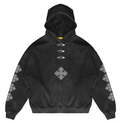 Image of DMNC Chrome Hoodie Fireman Clasp Heavyweight Titan Cotton Oversize 355 GSM