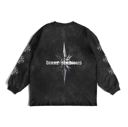 Image of DMNC CROWNED Oversized Washed 16s Long Sleeve T-Shirt – kaos lengan panjang vintage unisex