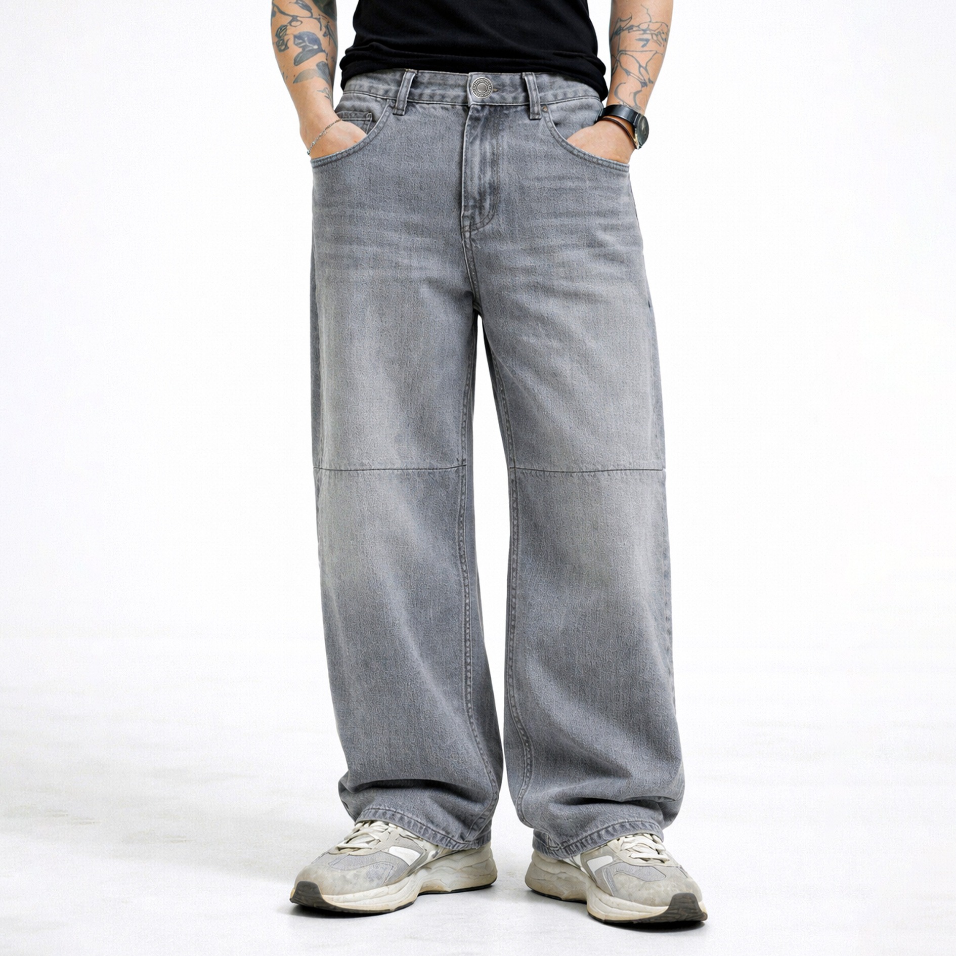 DMNC DRIFT Jeans Super Baggy Fit Unisex – Grey Washed