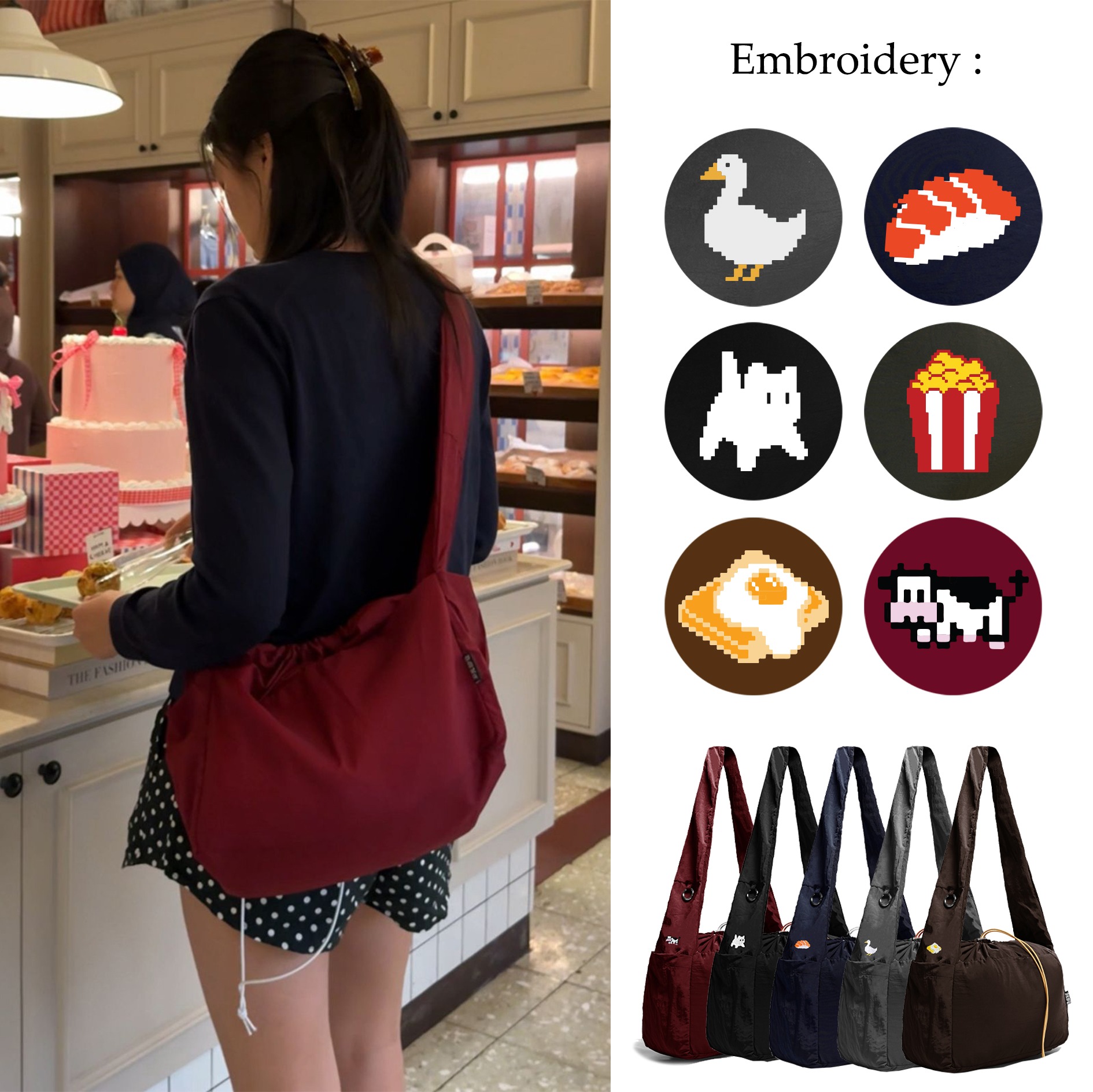 DMNC Tas Selempang Embroidery Nylon Crinckle SLINGBAG