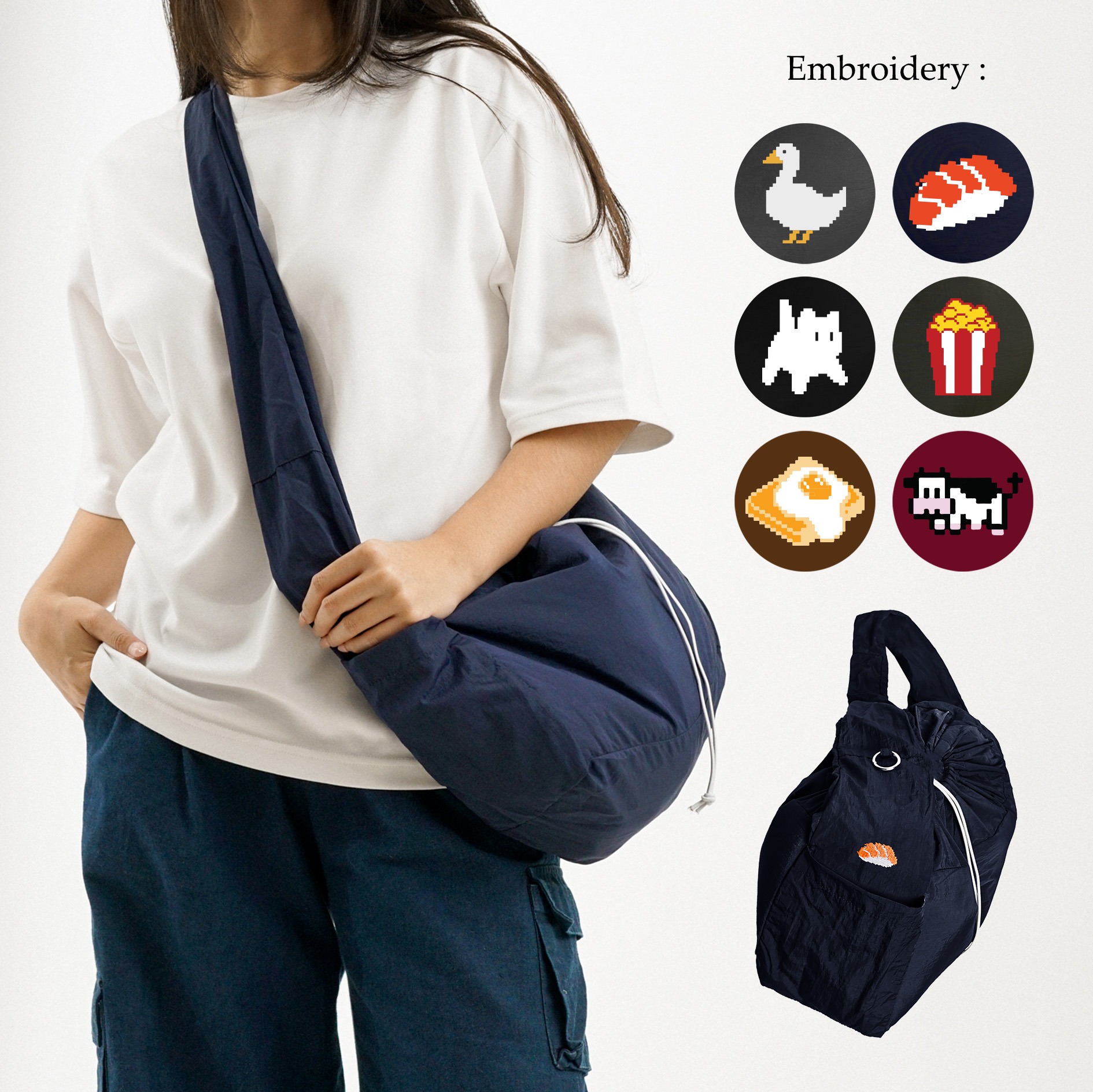 DMNC Tas Selempang Embroidery Nylon Crinckle SLINGBAG
