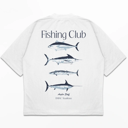 DMNC Heavyweight Oversize Boxy T-Shirt – Fishing Club White 16s 255 GSM