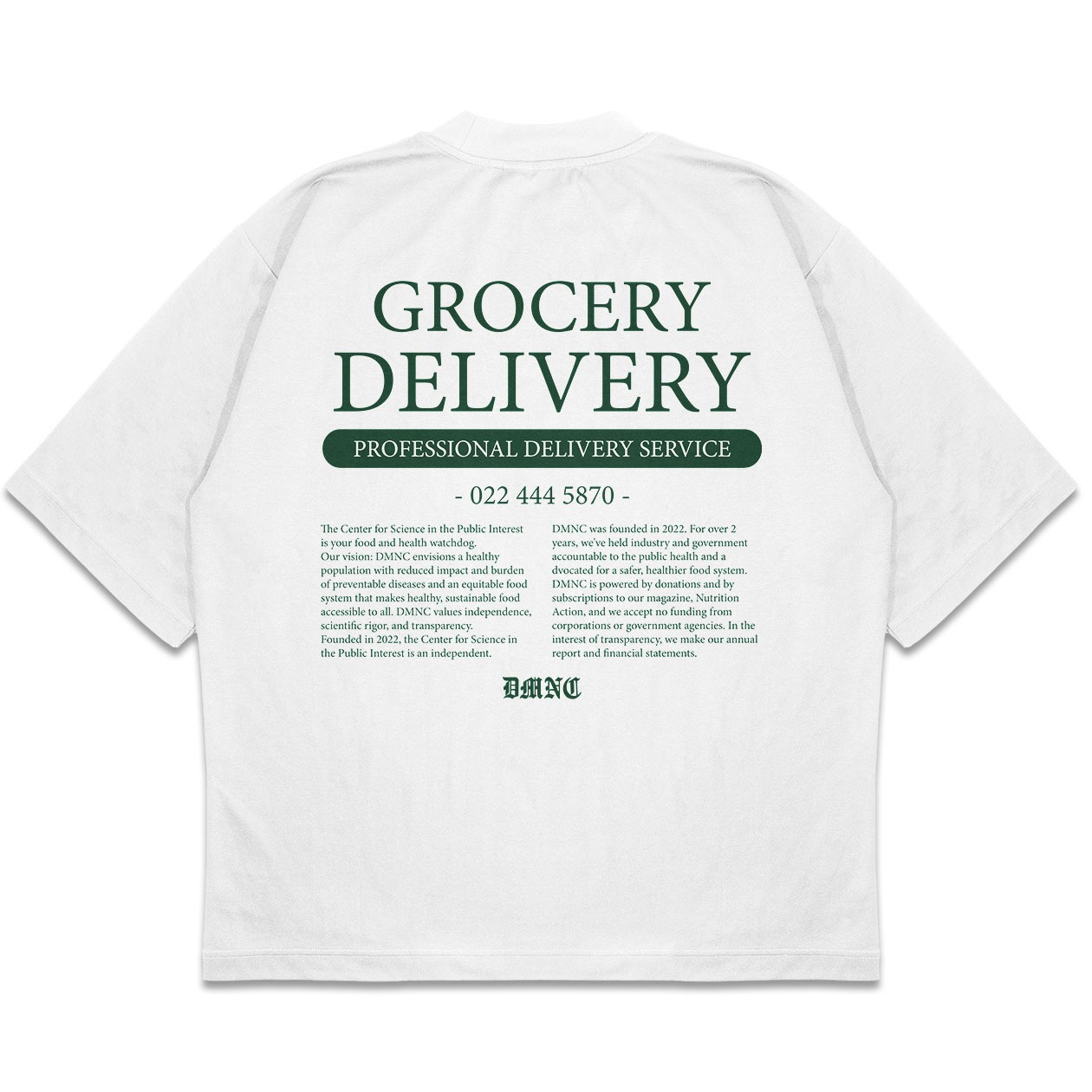 DMNC Grocery Delivery T-Shirt Kaos Heavyweight White 16s 255 GSM