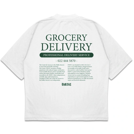 Image of DMNC Grocery Delivery T-Shirt Kaos Heavyweight White 16s 255 GSM