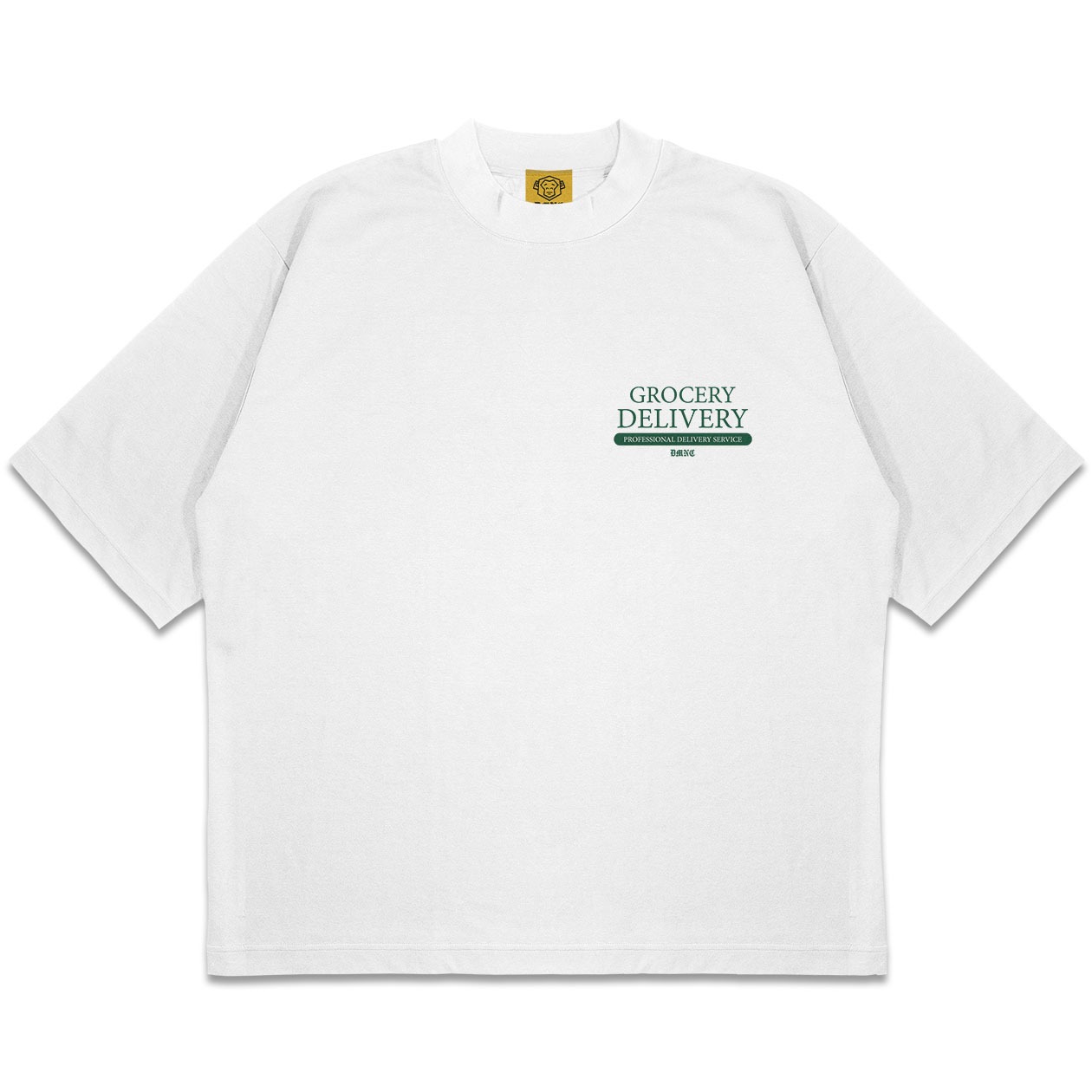 DMNC Grocery Delivery T-Shirt Kaos Heavyweight White 16s 255 GSM