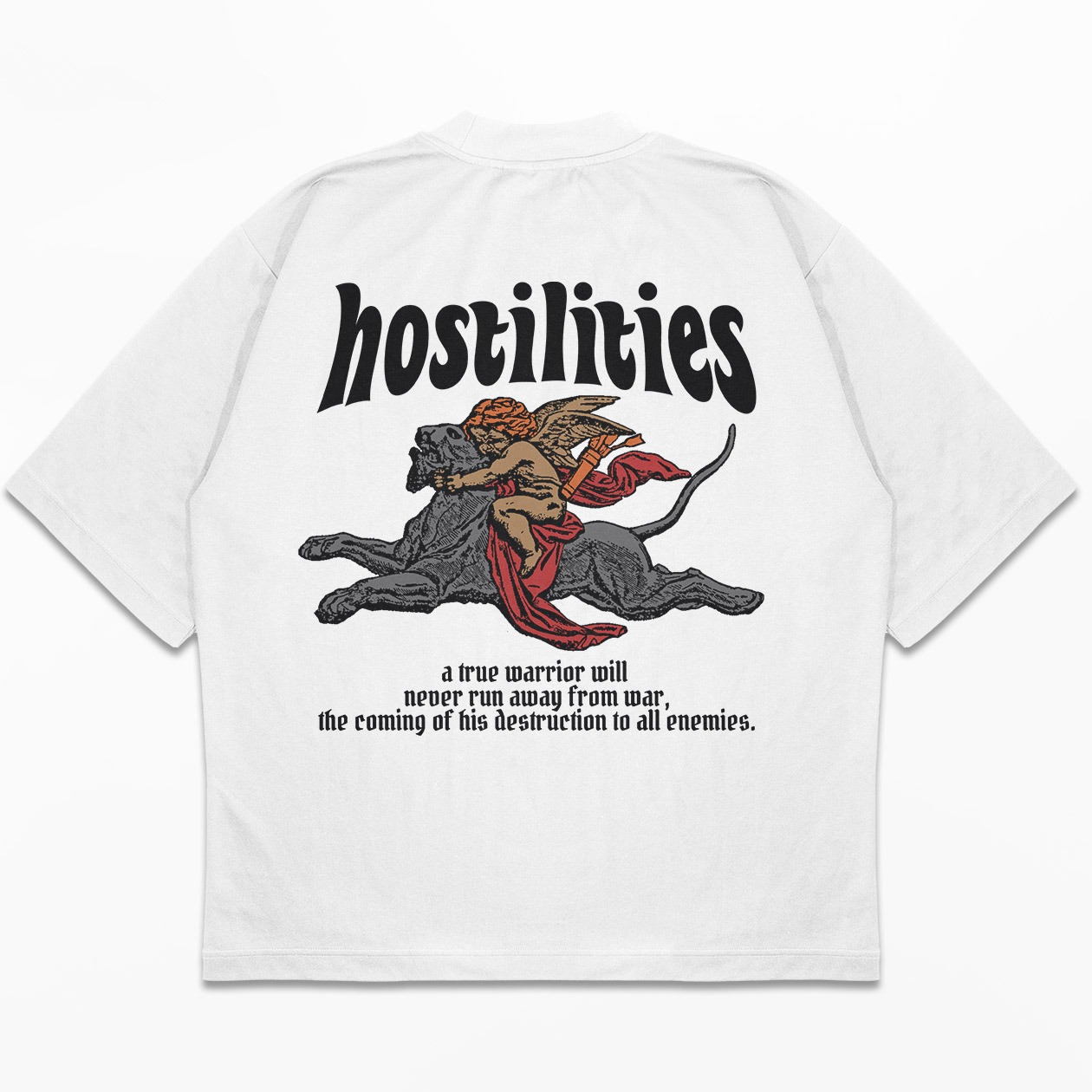 DMNC Hostilities T-Shirt Kaos Heavyweight White 16s 255 GSM