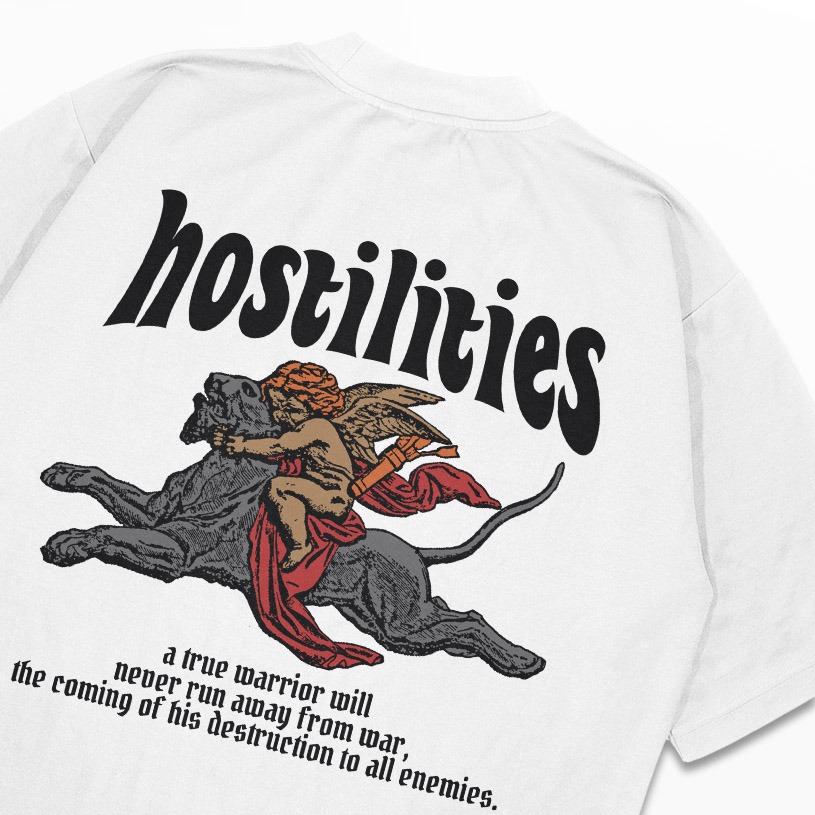 DMNC Hostilities T-Shirt Kaos Heavyweight White 16s 255 GSM