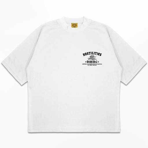 Image of DMNC Hostilities T-Shirt Kaos Heavyweight White 16s 255 GSM