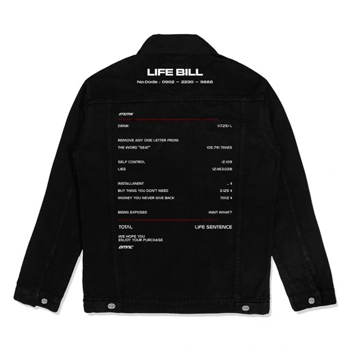 Image of DMNC LIFE BILL Oversize Trucker Jacket – Black Denim 13.75 oz