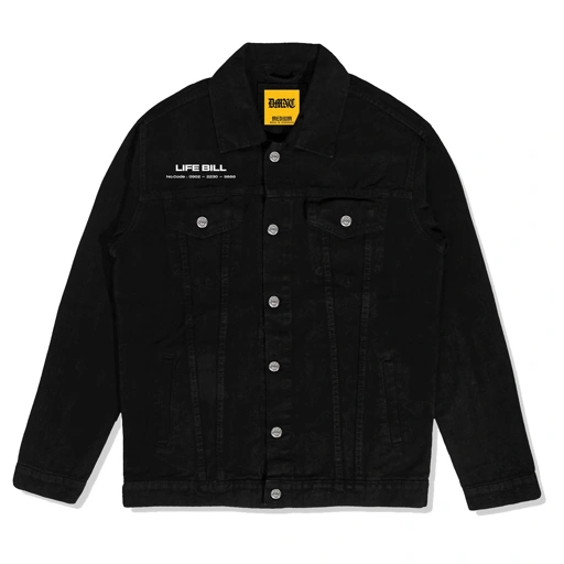 Image of DMNC LIFE BILL Oversize Trucker Jacket – Black Denim 13.75 oz