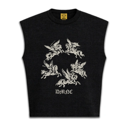 Image of DMNC Pegasus Knit Tank Top Washed T-shirt Cropped fit