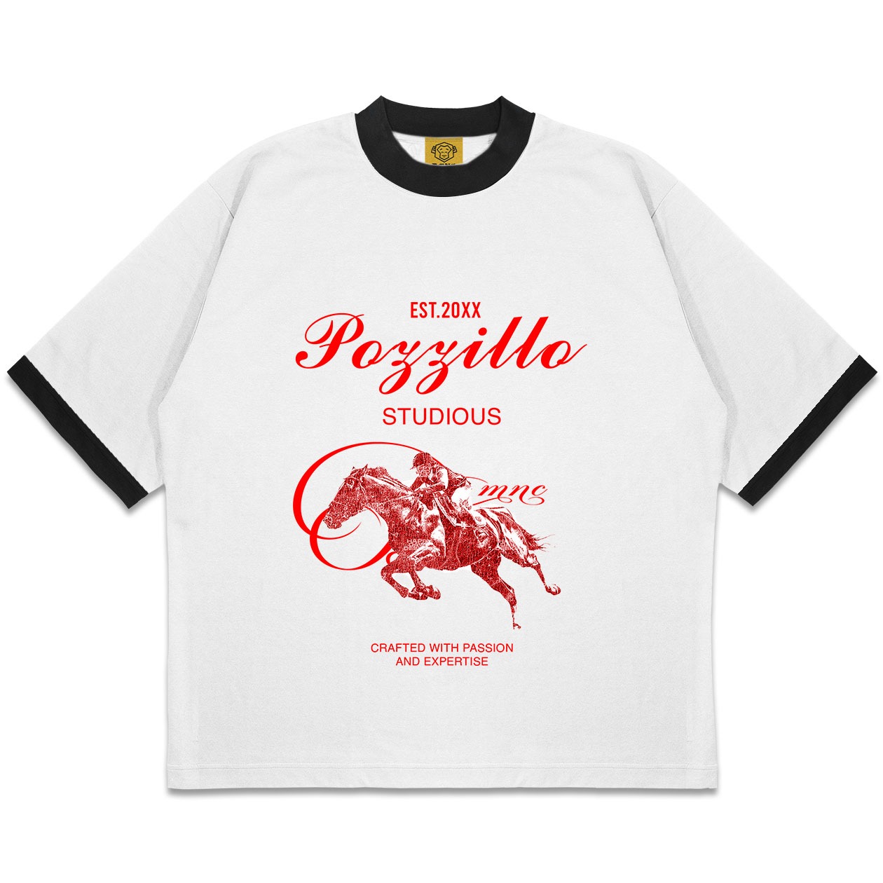 DMNC Ribbed Contrast Regular T-Shirt – Pozzillo 16s 255 GSM Unisex