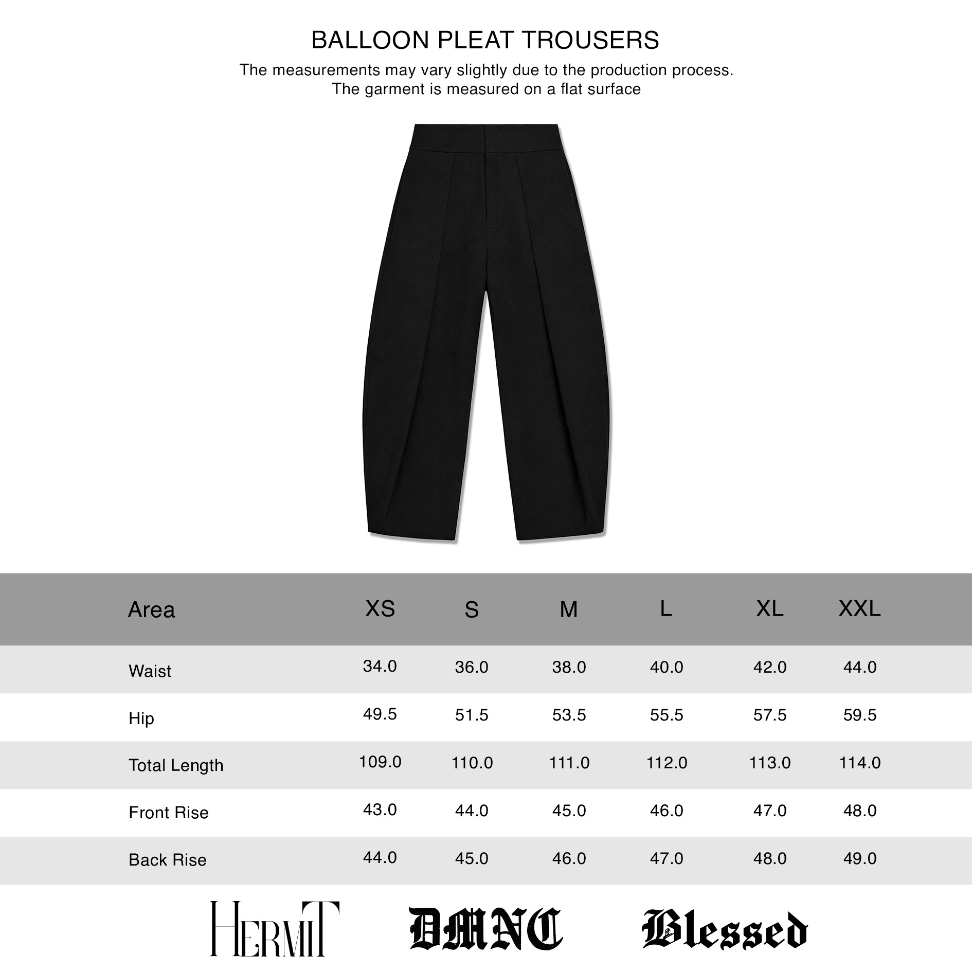 DMNC Noble Pleated Balloon Pants Heavy Viscose 270 GSM Unisex