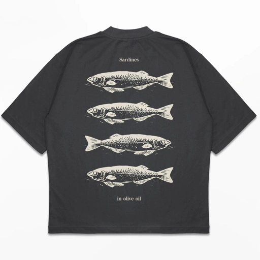 Image of DMNC Heavyweight Oversize Boxy T-Shirt – Sardines 16s 255 GSM