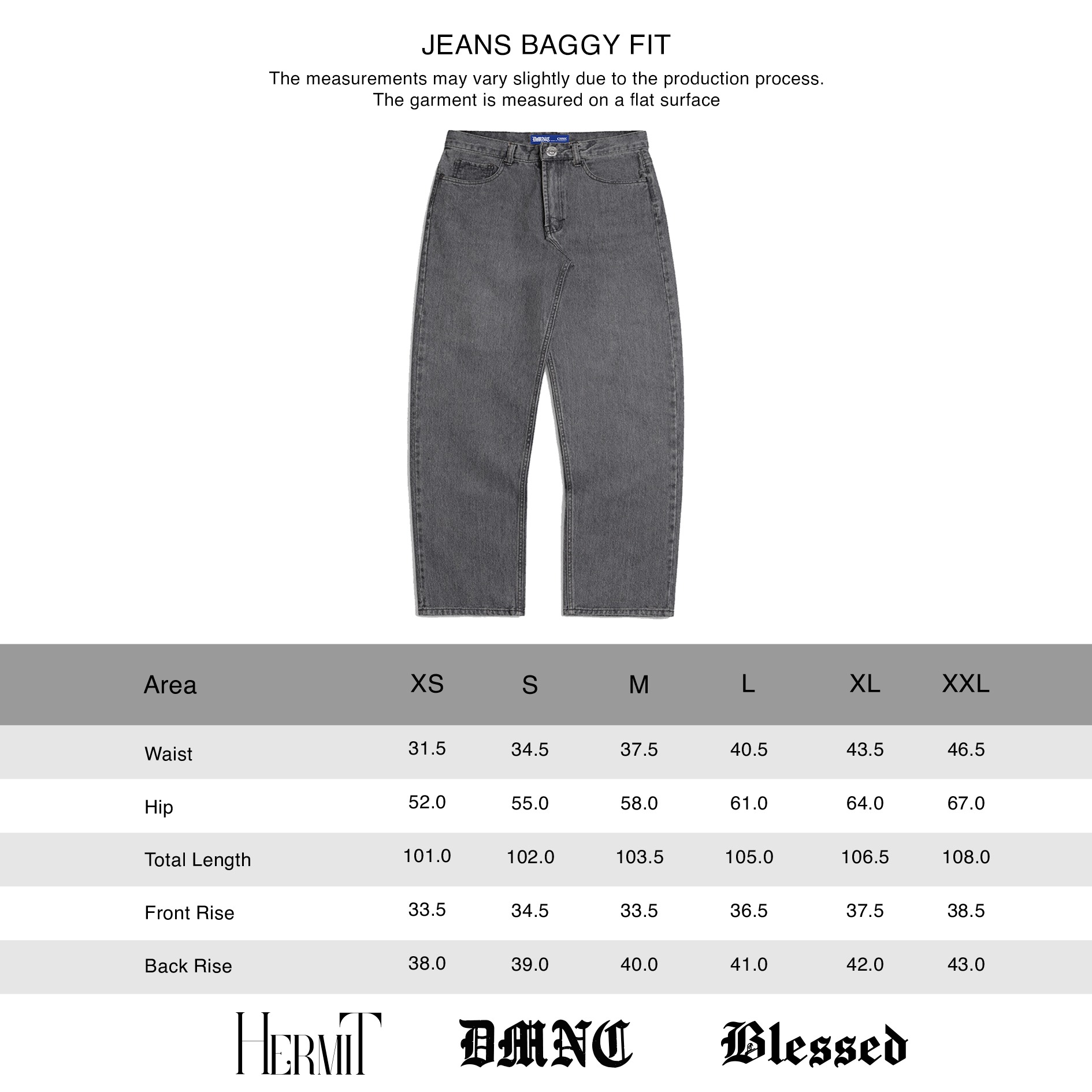 DMNC Celana Jeans Pria Lurus Potongan Lebar - Baggy Jeans Denim Forge