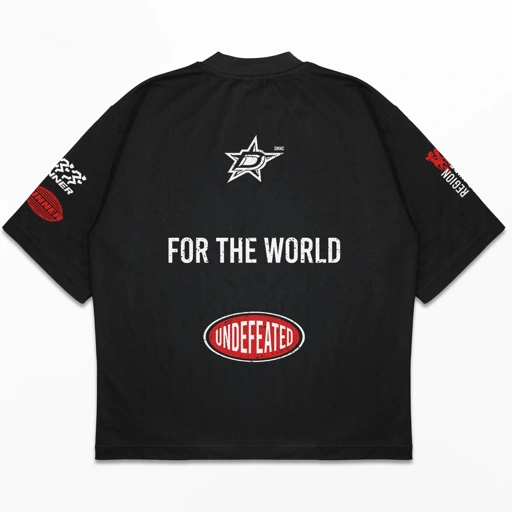 Image of DMNC Mesh Panel Oversize Outer T-Shirt – Undefeated 16s 255 GSM
