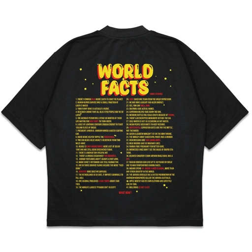 Image of DMNC Heavyweight Oversize Boxy T-Shirt – World Facts 16s 255 GSM