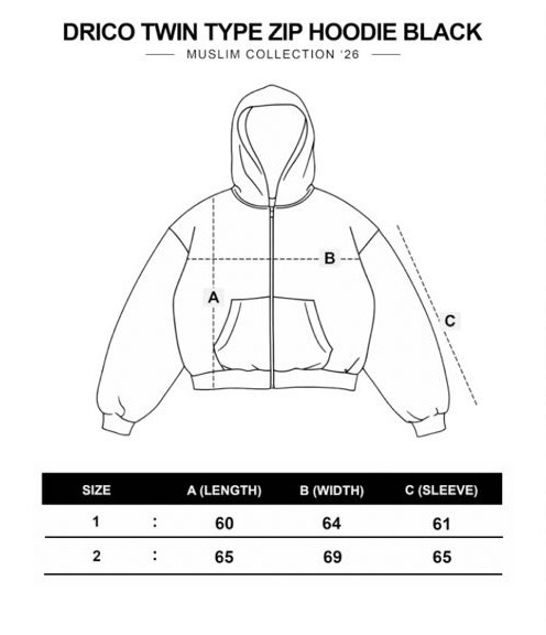 DRICO ZIPP UP HOODIE BLACK - MUSLIM COLLECTION ‘26