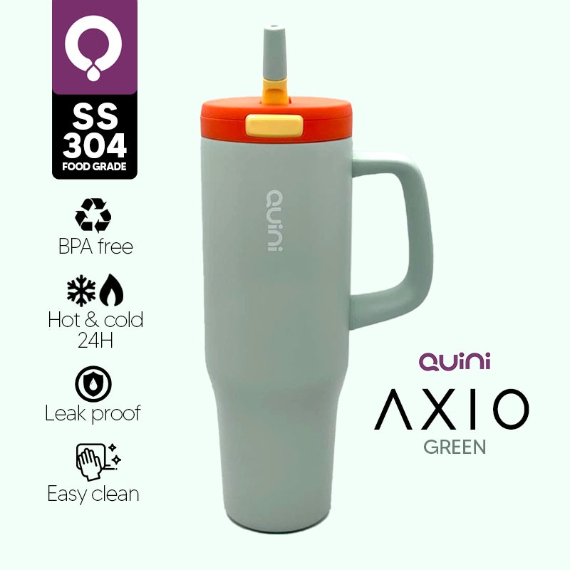 Quini | Tumbler Axio Bottle Medium With Handle and Pop Up Straw 1Liter - Green
