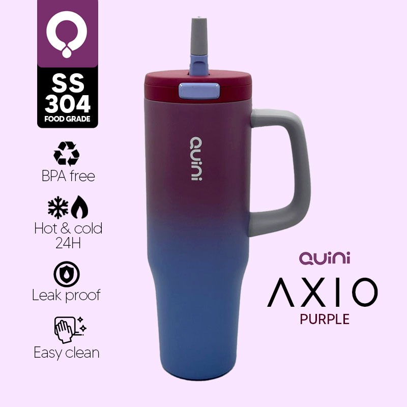 Quini | Tumbler Axio Bottle Medium With Handle and Pop Up Straw 1Liter - Purple
