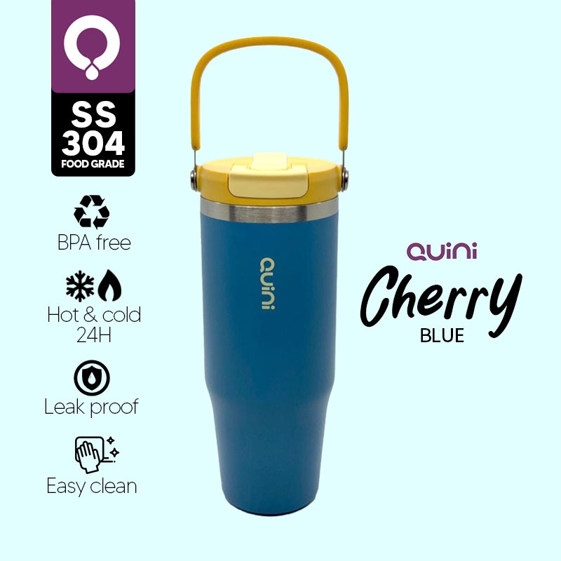 Quini | Tumbler Cherry Collection Botol Tumbler Stainless Steel 1000ml - Blue