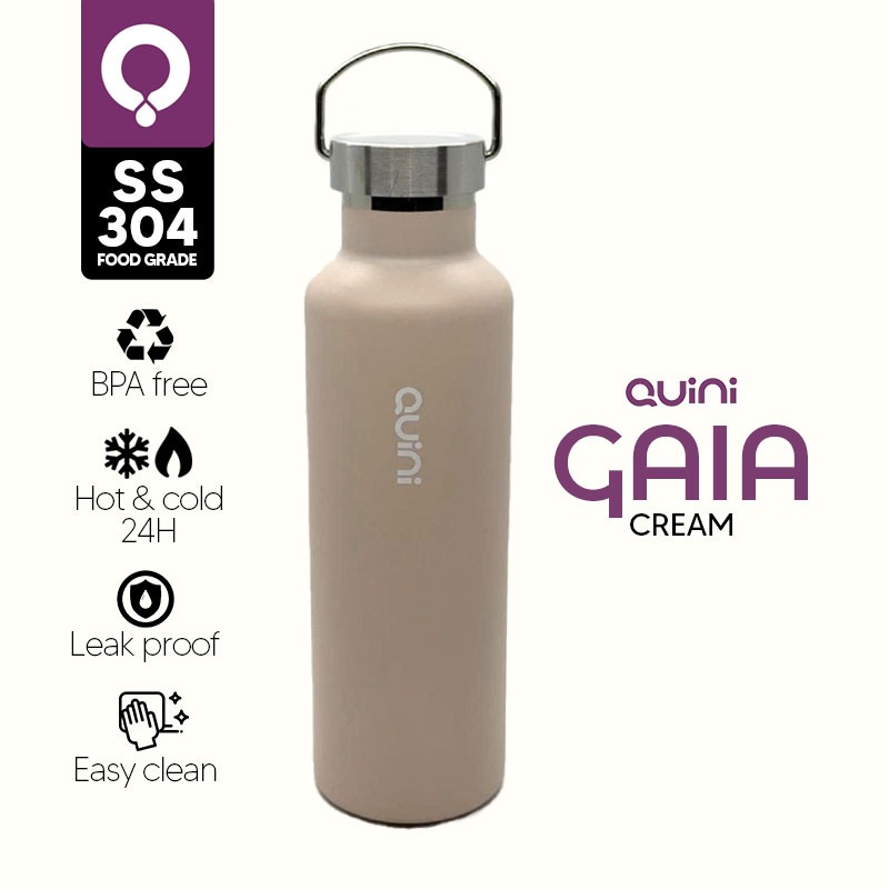 Quini | Tumbler Gaia With Doff Color Botol Minum Vacuum flask cold and hot 750ml - Cream