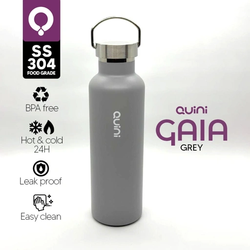 Image of Quini | Tumbler Gaia With Doff Color Botol Minum Vacuum flask  cold and hot 750ml - Grey