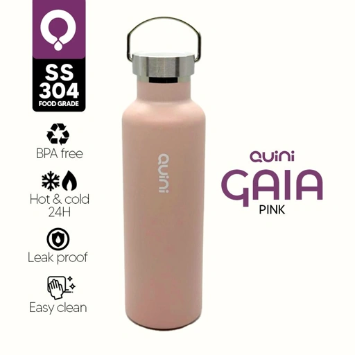 Image of Quini | Tumbler Gaia With Doff Color Botol Minum Vacuum flask  cold and hot 750ml - Pink