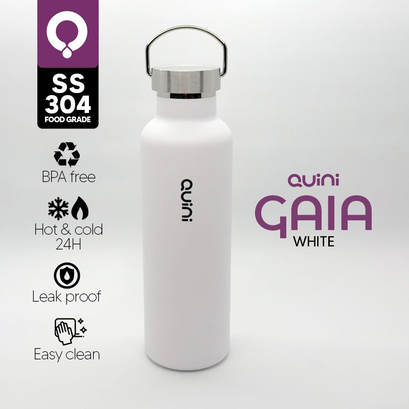 Quini | Tumbler Gaia With Doff Color Botol Minum Vacuum flask cold and hot 750ml - White