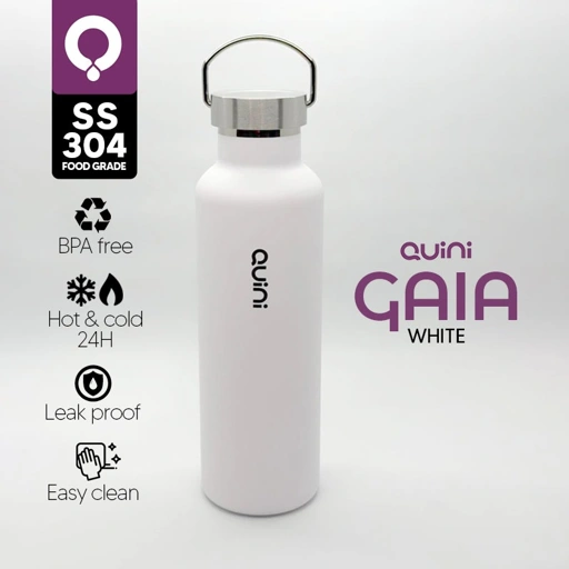 Image of Quini | Tumbler Gaia With Doff Color Botol Minum Vacuum flask  cold and hot 750ml - White