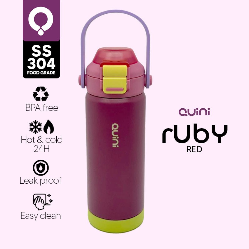 Quini | Tumbler Ruby 2in1 Botol Tumbler Stainless Steel 500ml - Red