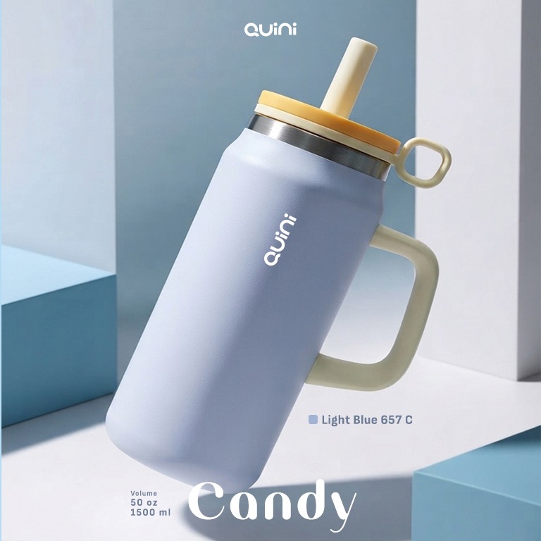 Quini Candy 1500ml / 50oz Botol Minum Stainless Steel Tahan Panas Dan Dingin