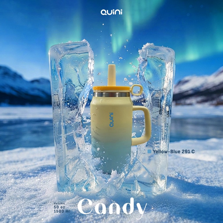 Quini Candy 1500ml / 50oz Botol Minum Stainless Steel Tahan Panas Dan Dingin