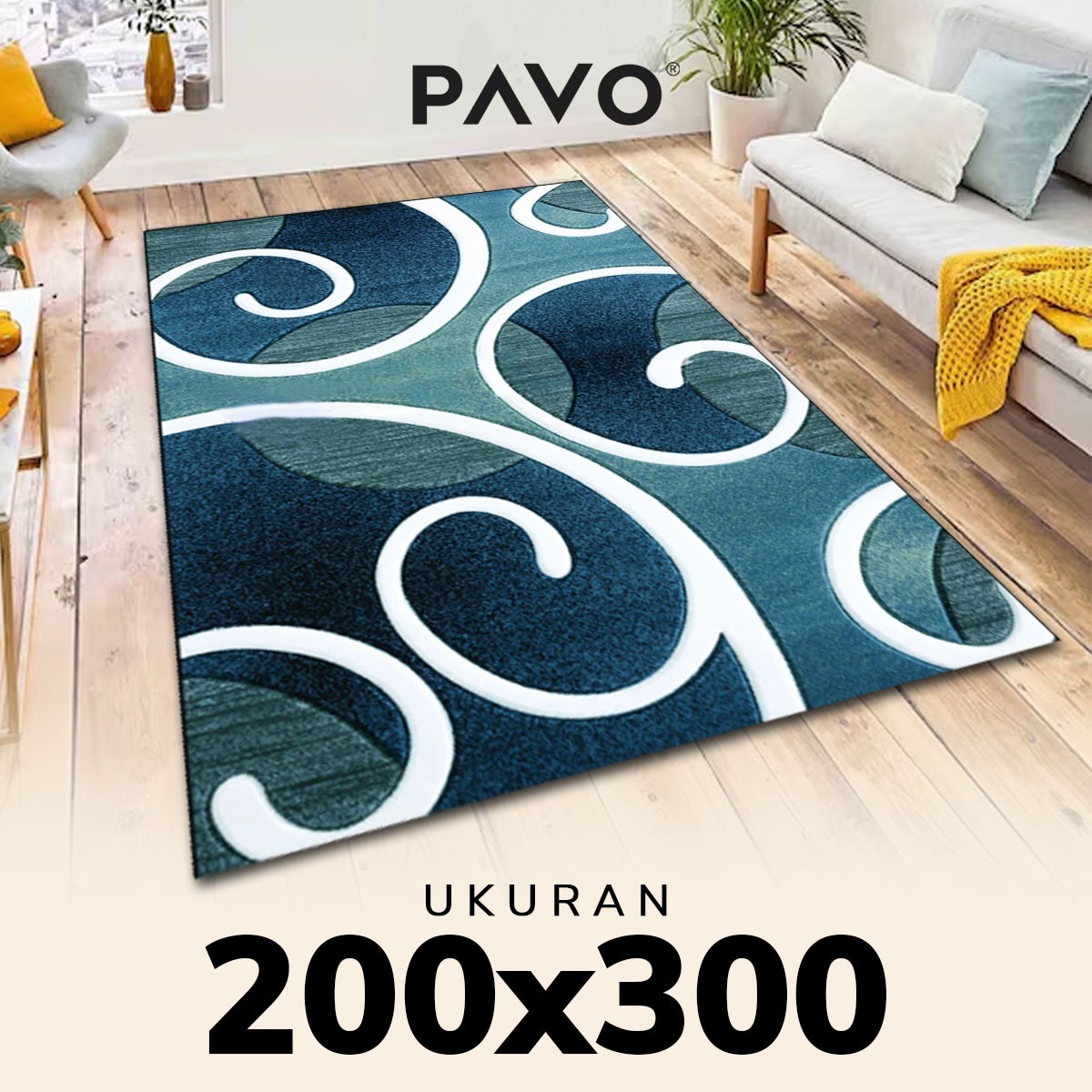 Karpet Pavo Monochrome & PP series 200x300 - Silky Polyester Collections