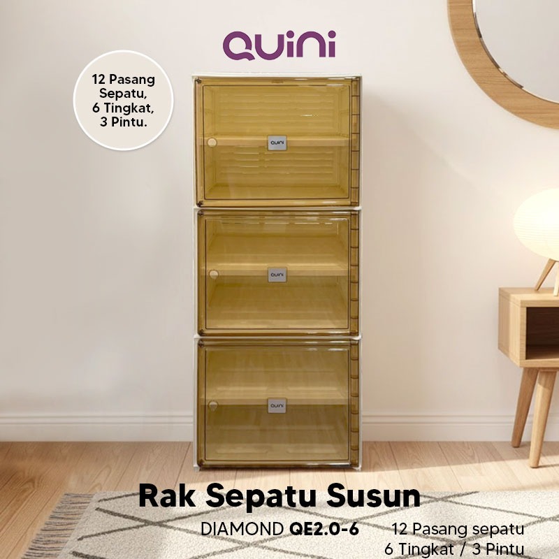 Quini Diamond Kabinet Sepatu 4/6/8/10 Tingkat. Rak Sepatu / Lemari Lipat V2.0